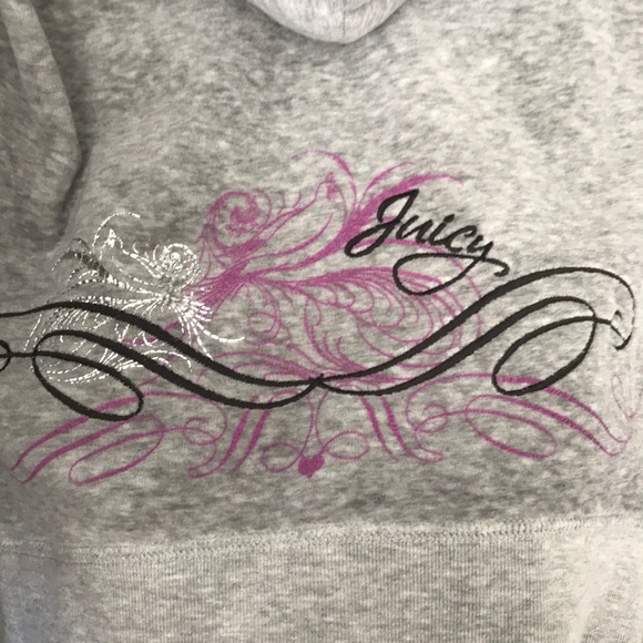 Y2K Juicy Couture track embroidery velour hoodie jacket sweatshirt - Picture 3 of 7